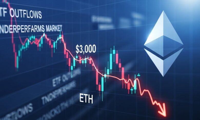 Ethereum News Today ETH Fails to Hold $3K Amid ETF Outflows, Underperforms Market