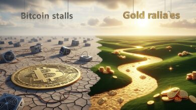 Bitcoin stalls as gold rallies