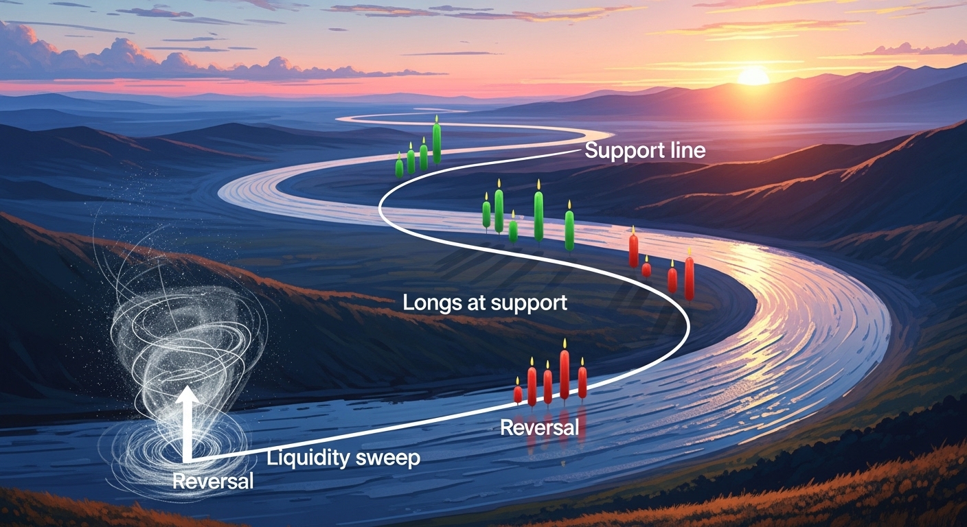 Reversal longs at support with a liquidity sweep