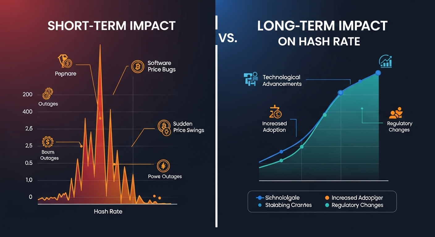 Short-Term vs Long-Term Impact on Hash Rate